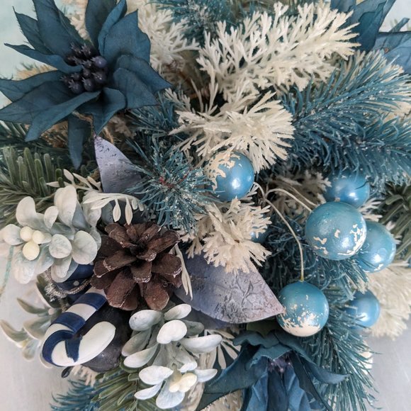 Wreath-Artificial Blue, White and Silver. - Picture 3 of 10